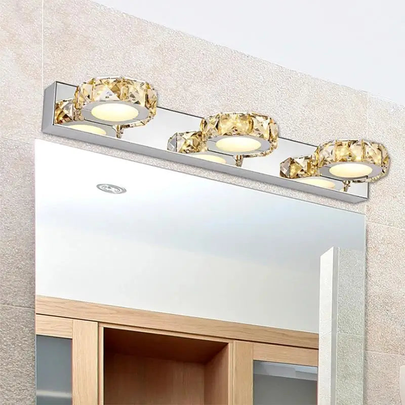 Afralia™ LED Mirror Light: Crystal Round Wall Lamps for Bathroom and Vanity