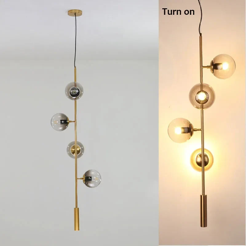 Afralia™ Glass Ball LED Pendant Light Modern Chandelier for Living Room Decor