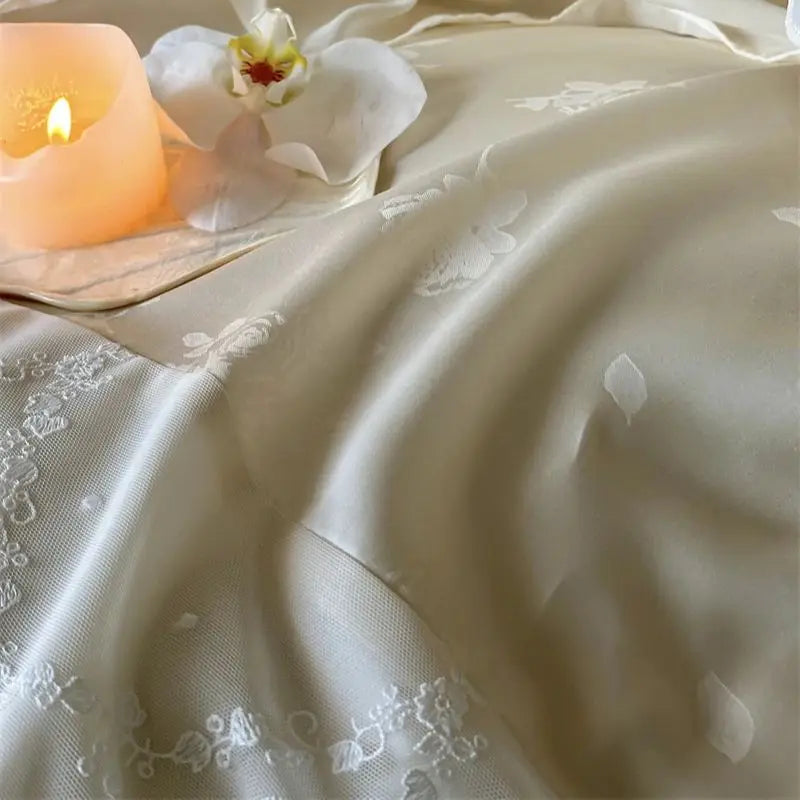 Afralia™ Vintage Rose Jacquard Wedding Bedding Set - 4Pcs