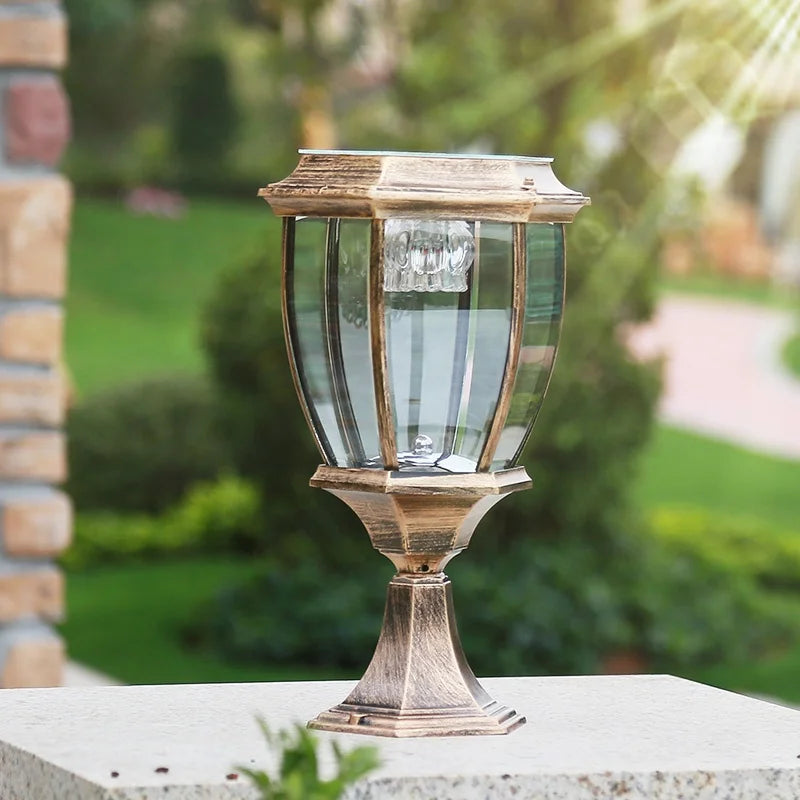 Afralia™ Solar LED Vintage Outdoor Pillar Light for Garden Decoration