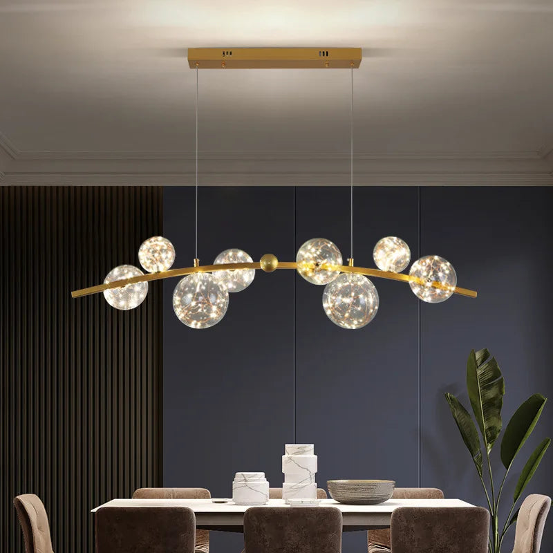 Afralia™ Nordic Glass Globe Pendant Lights Chandelier with 3 Changeable LED Lights