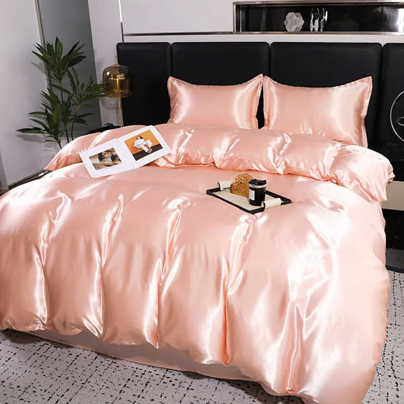 Afralia™ Ice Rayon Duvet Cover and Pillowcase Set: Smooth Comfort in Single & Double Sizes