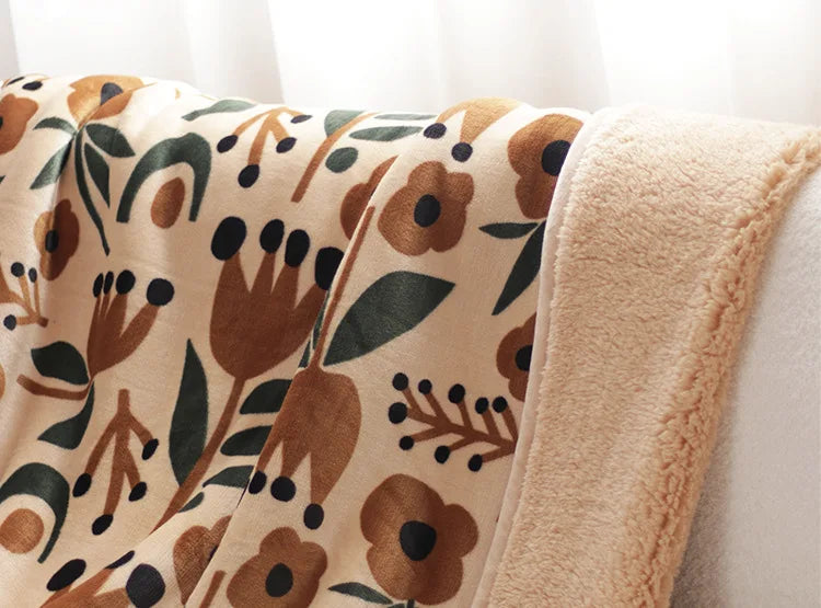 Afralia™ Bohemian Winter Blanket, Double-Layer Coral Fleece, Thick & Warm for Sofa Nap