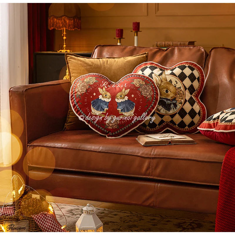 Afralia™ Velvet Quatrefoil Rabbit Cushion Covers - Luxury Vintage Diamond Pillow Case