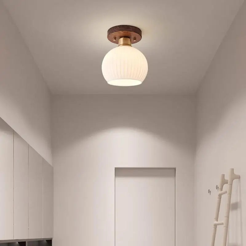 Afralia™ Walnut Copper LED Ceiling Light Modern Home Lighting Luminaria