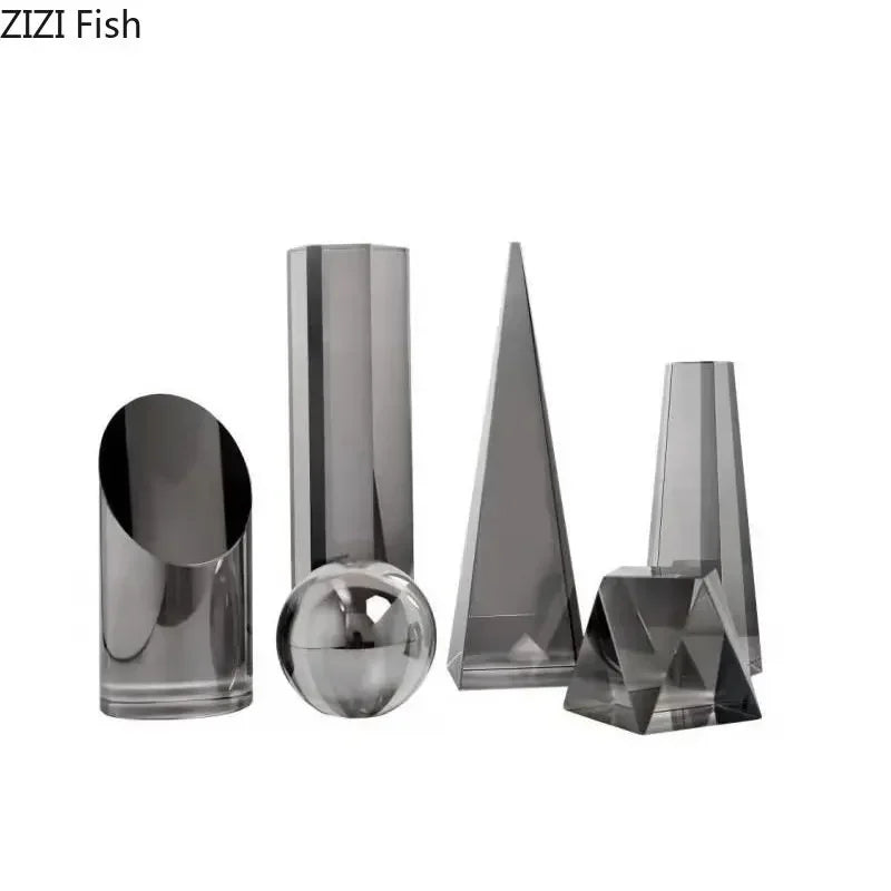 Afralia™ Geometric Crystal Artwork Polyhedron Sculpture Desk Decoration Modern Home Decor