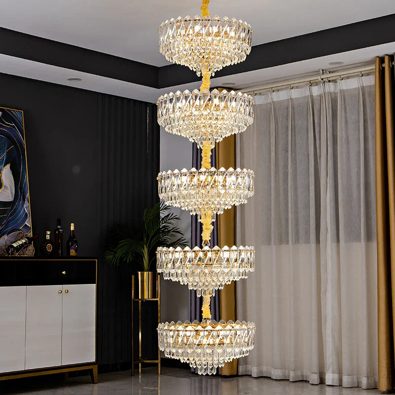 Afralia™ Crystal Duplex Chandelier: New Light Luxury Post-Modern Hall Lighting for High Living Room