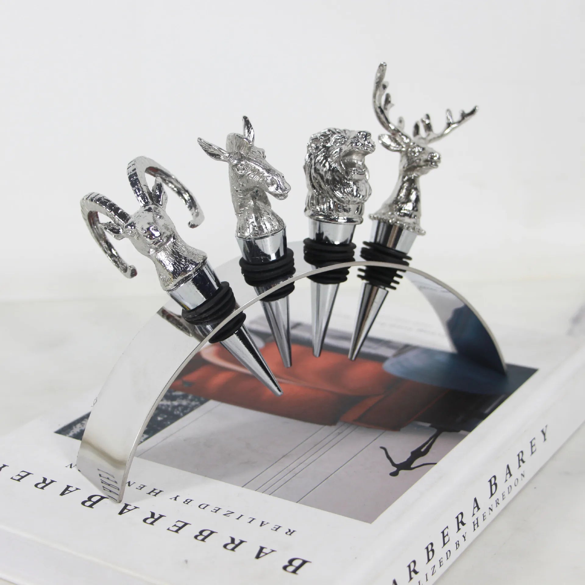 Afralia™ Silver Deer Sculpture Wine Stopper for Champagne Bottles