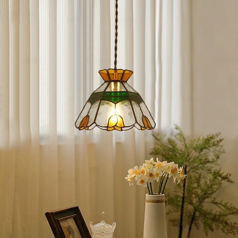 Afralia™ Tiffany Style Glass LED Pendant Light for Home Decor & Cafe Bar