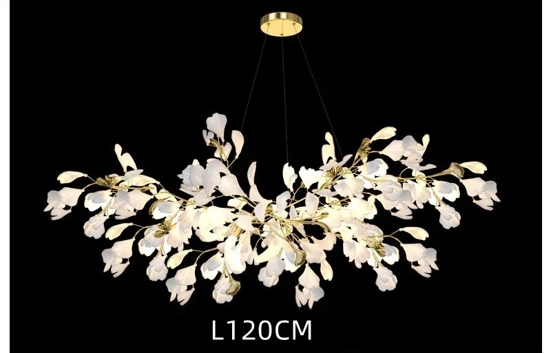 Afralia™ Ginkgo Chandelier Villa Duplex Pendant Light for Living Room & Hotel Lobby