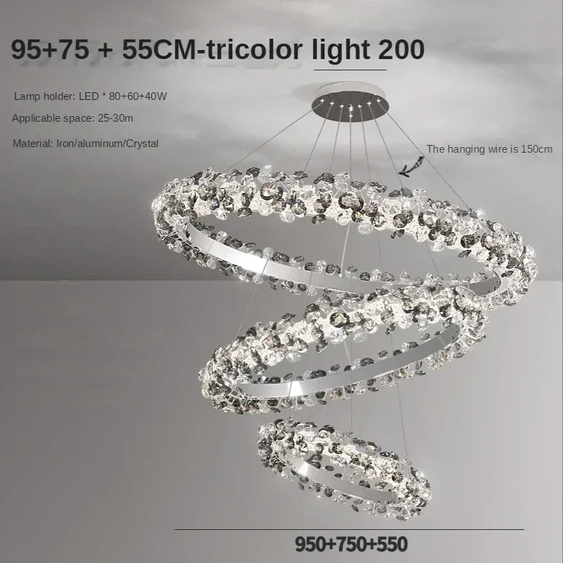 Afralia™ Sun Flower Crystal LED Ring Pendant Chandelier - Luxury Nordic Ceiling Light