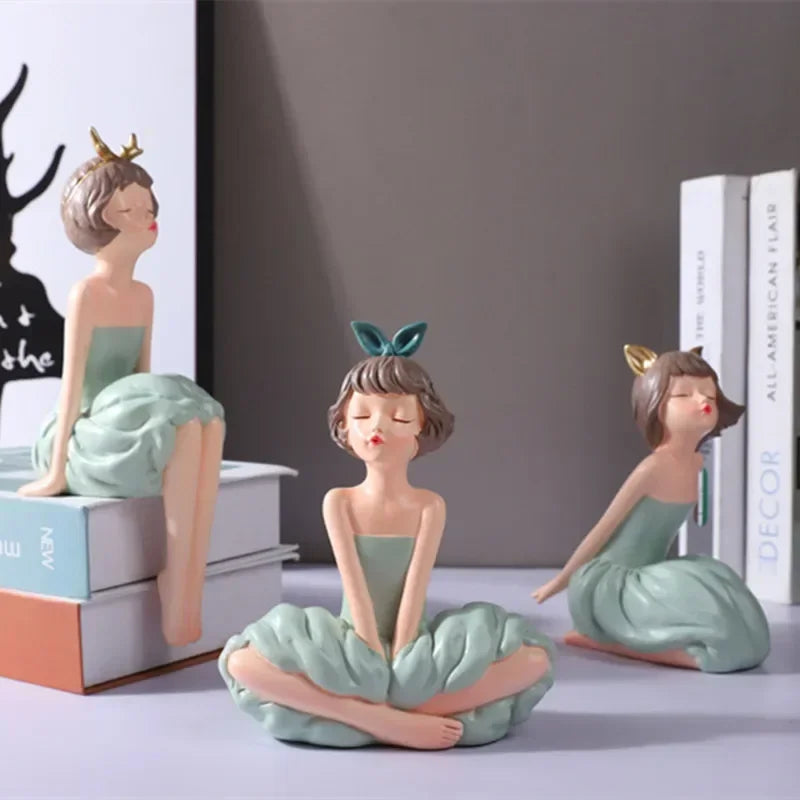 Afralia™ Bowknot Fairy Girl Figurines, Nordic Decor and Crafts, Bubble Gum Girls Theme