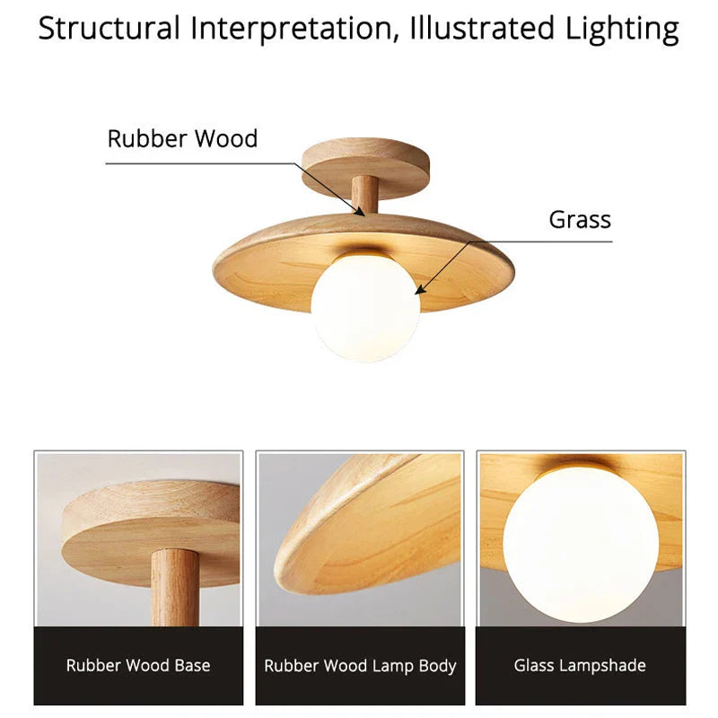 Nordic Wood Ceiling Lights LED Lighting for Aisle Corridor by Afralia™