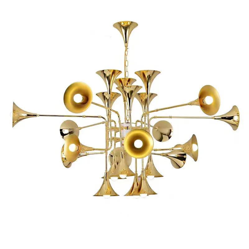 Afralia™ Gold Flared Trumpet Chandelier for Kitchen, Hall, Study, Drawing Room