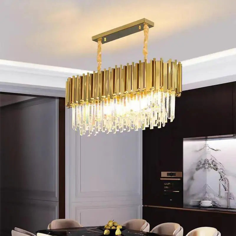 Afralia™ Crystal LED Pendant Lights: Luxury Gold Plating Metal Hanging Lamp for Living, Dining, Bedroom