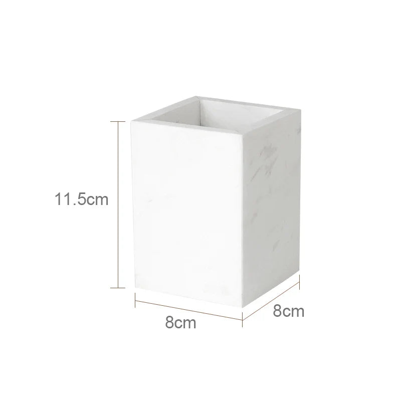 Afralia™ Volakos White Marble Bathroom Set: Soap Dispenser, Makeup Rack, Vanity Tray