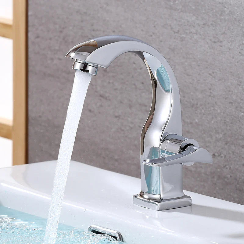 Afralia™ Chrome Basin Faucet Single Cold Water Deck Mount Bathroom Vessel Tap