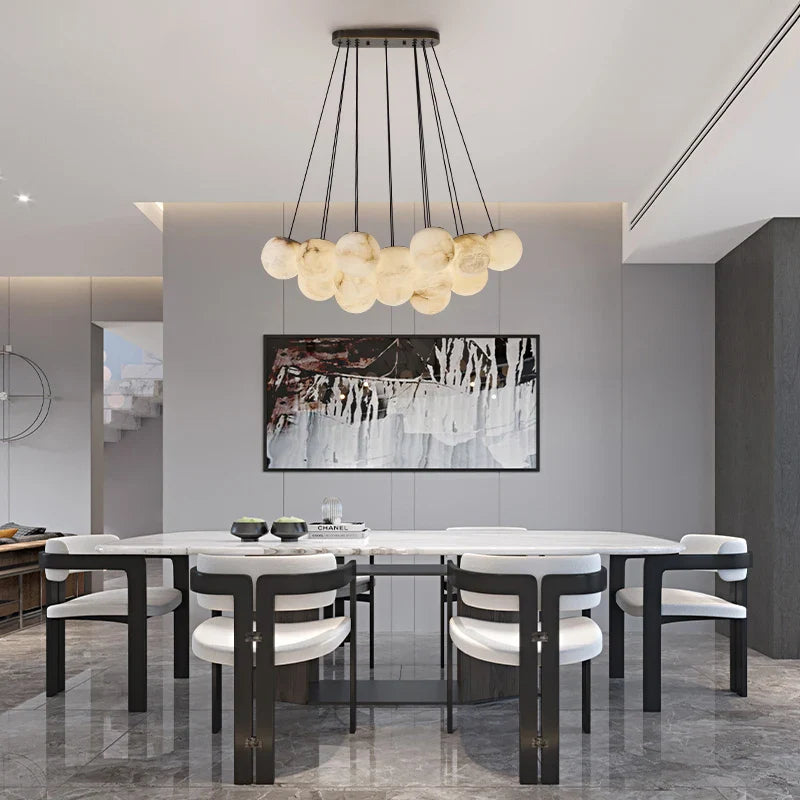 Afralia™ LED Marble Balls Chandelier for Dinning Room