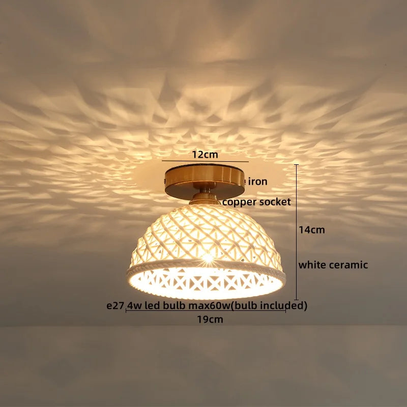 Afralia™ Ceramic LED Ceiling Lamp Indoor Lighting Semi-Circular Light Fixture