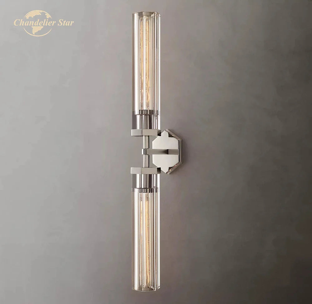 Afralia™ Crystal Hexagonal Sconce: Modern Wall Lamp for Bathroom, Living Room, Bedroom