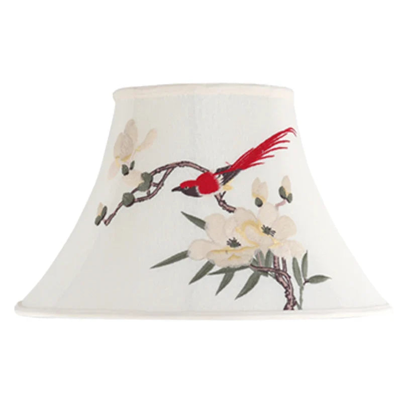 Afralia™ Embroidery Lace Fabric Table Lamp Shade - Pleated Design for American Style