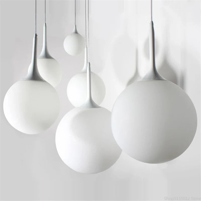 Afralia™ Nordic Glass Ball Pendant Lights LED Chandelier for Living Room & Restaurant