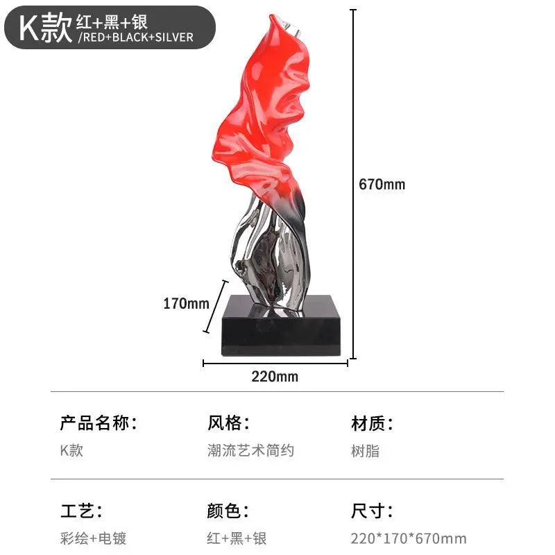 Afralia™ Abstract Art Ribbon Sculpture for Large Living Room Floor Decoration