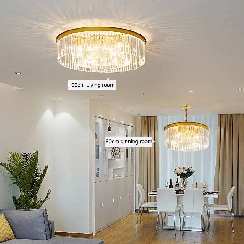 Afralia™ Crystal Round Ceiling Chandelier for Elegant Living and Dining Rooms