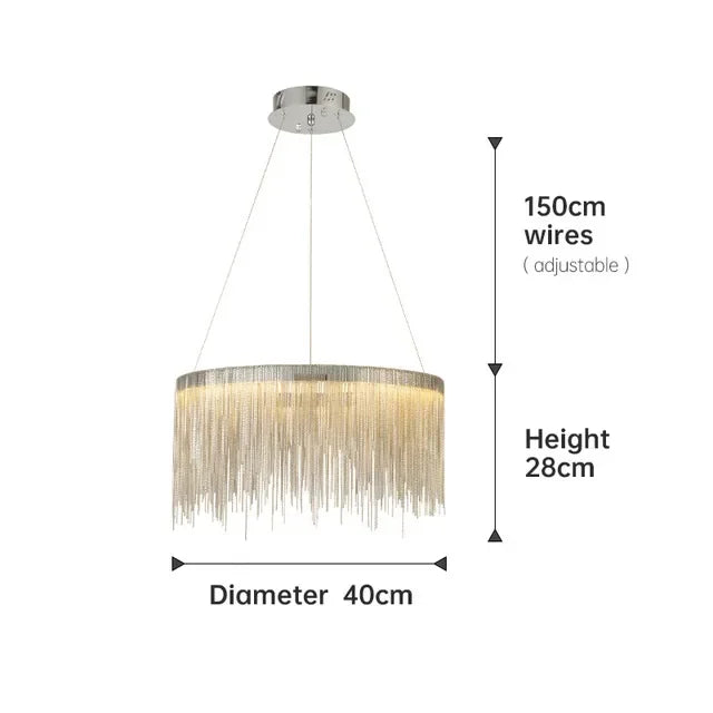Afralia™ LED Aluminum Tassel Chandelier: Modern Dimmable Light for Living Room, Hotel, Hall
