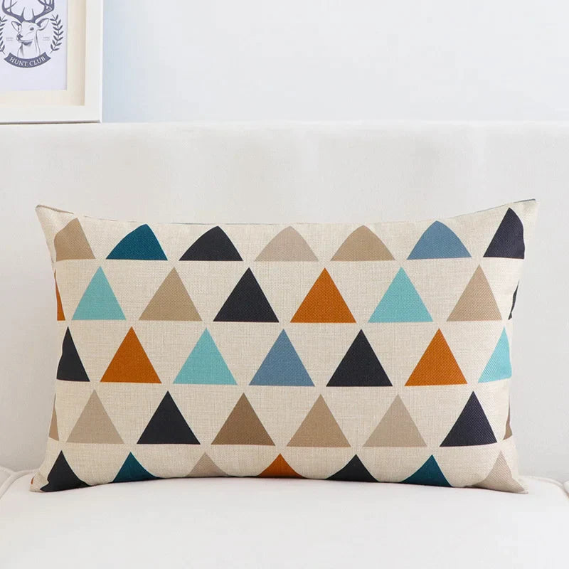 Afralia™ Geometric Elk Design Linen Lumbar Pillow Cover 30X50cm Modern Nordic Home Decor