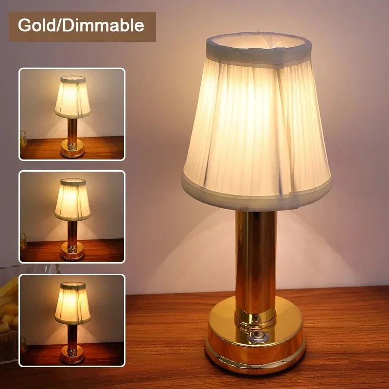 Afralia™ Fabric Lampshade Rechargeable Reading Lamp Bedside Study Room Night Light