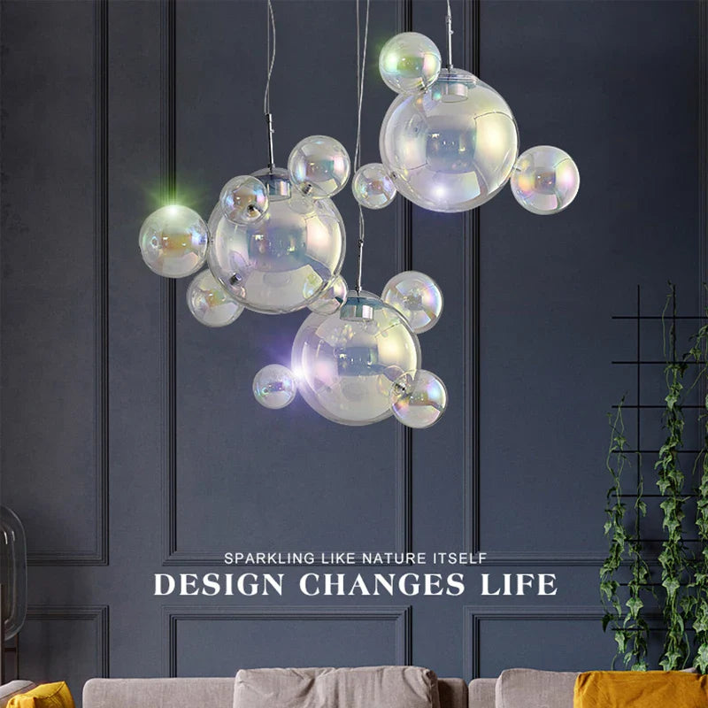 Afralia™ Colorful Glass Ball Chandelier: LED Pendant Light for Dining & Living Room