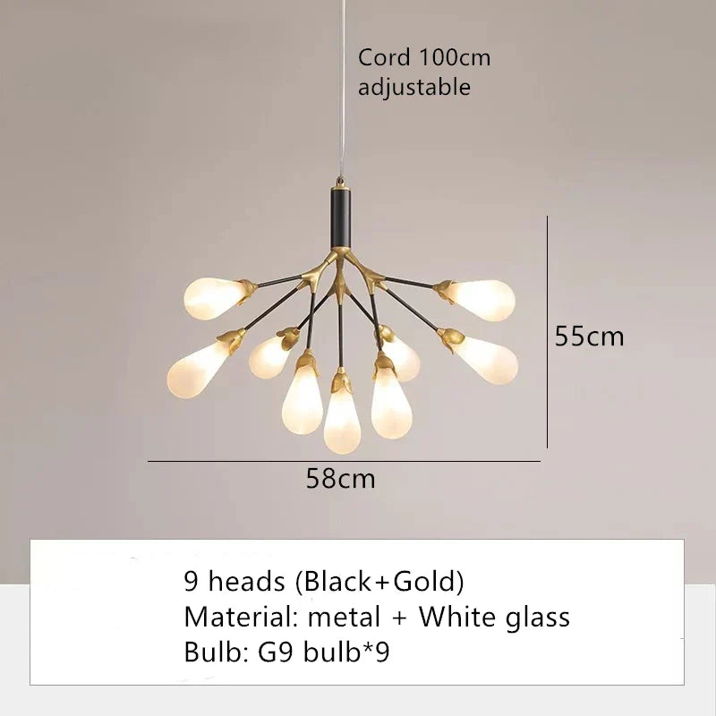 Afralia™ Copper Luxury LED Chandelier - Nordic Glass Fixture for Dining, Bedroom & Home