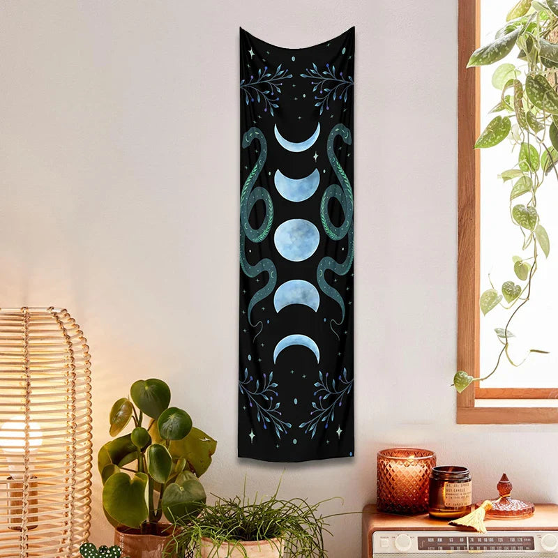 Moon Phase & Moth Tapestry Wall Hanging for Bohemian Home Decor by Afralia™