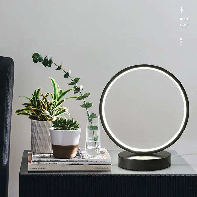 Afralia™ Modern LED Table Lamp: Sleek Circular Design for Bedroom and Study Room