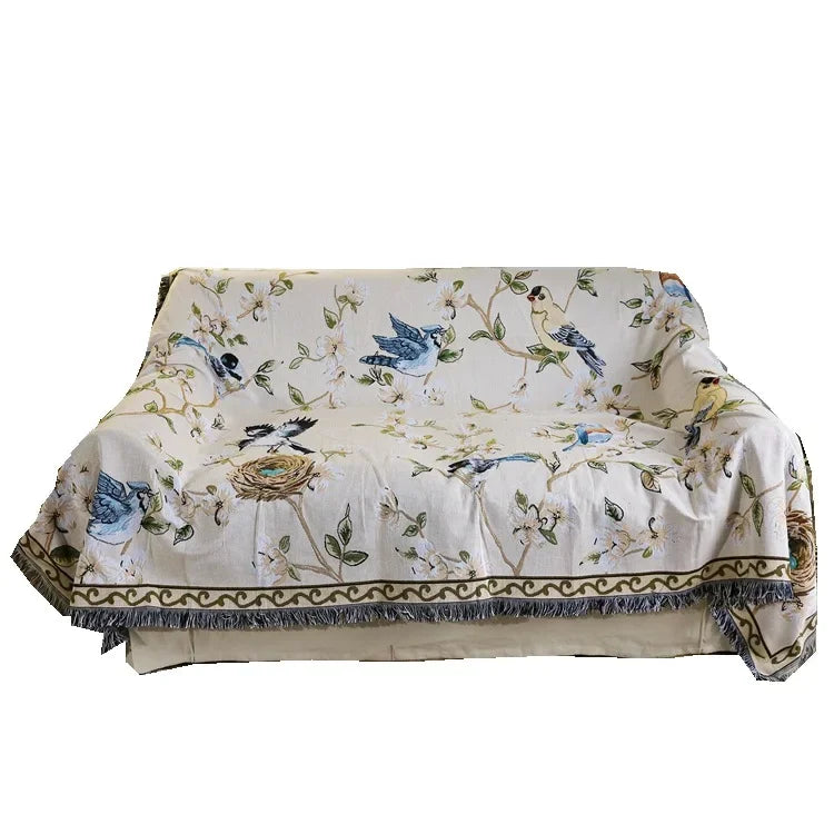 Afralia™ Floral Bird Knitted Sofa Blanket - Modern Winter Throw Blanket