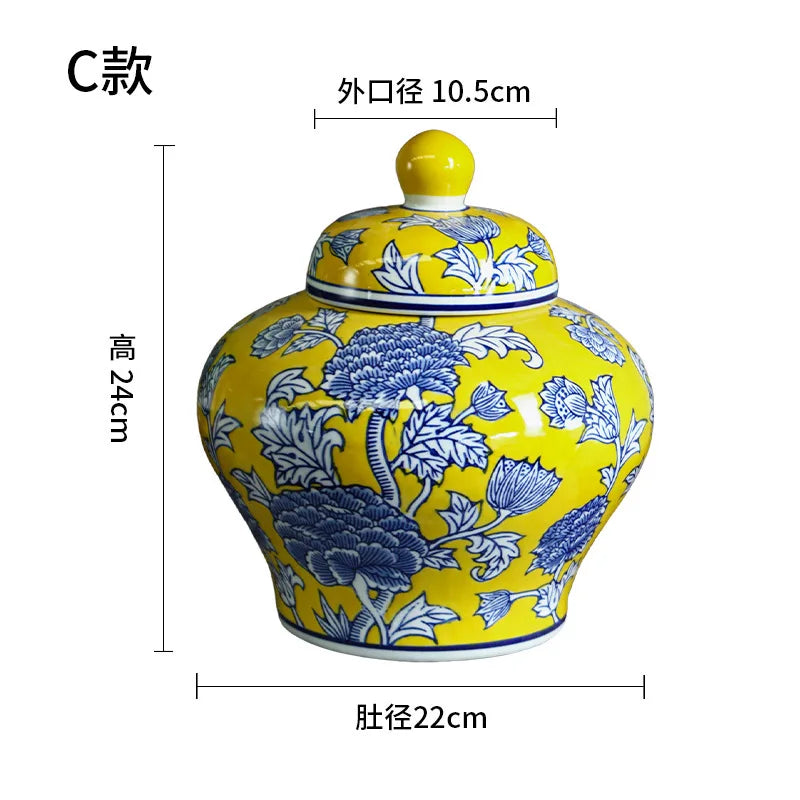 Afralia™ Chinese Blue White Porcelain General's Jar Flower Vase Home Decoration