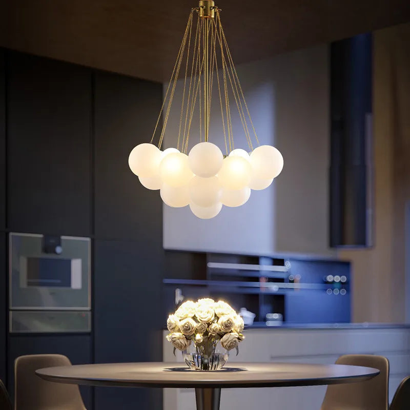 Afralia™ Modern Glass Ball Chandelier LED Pendant Light for Dining Living Room