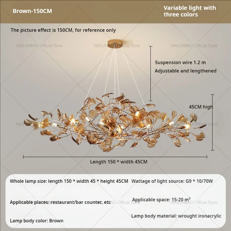 Afralia™ Gingko Leaf Chandelier: Modern Luxury Art Decor for Home, Restaurant & Bar