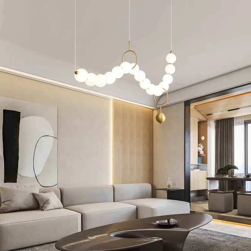 Afralia™ White Acrylic Ball Chandelier: Elegant Lighting for Bedroom, Living Room, Dining Area