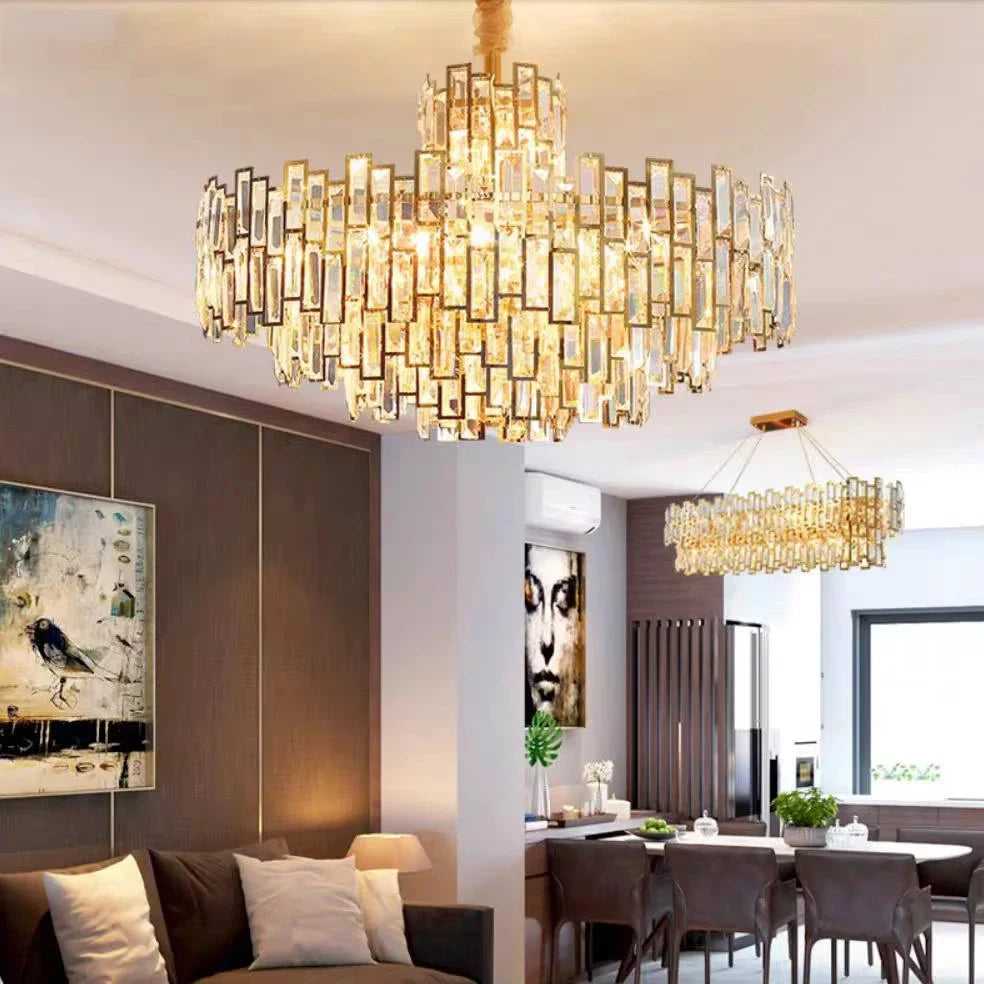 Afralia™ Crystal LED Round Ceiling Pendant Light for Luxury Dining Living Room