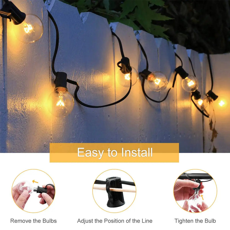 Afralia™ G40 Tungsten Outdoor String Lights 7W Waterproof IP44 Fairy Light Chain