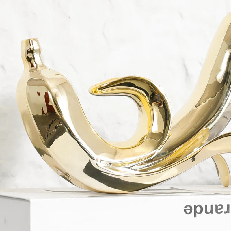 Afralia™ Golden Banana Figurine Resin Decorative Statue Home Décor Figurine
