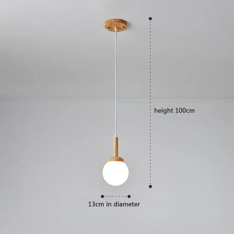 Afralia™ Nordic Wood LED Circular Ball Chandelier - Modern Pendant Light for Restaurant and Kitchen Island