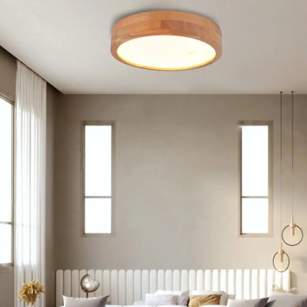 Afralia™ Nordic Wood Led Ceiling Light for Living Room Bedroom, Modern Indoor Decor Lighting
