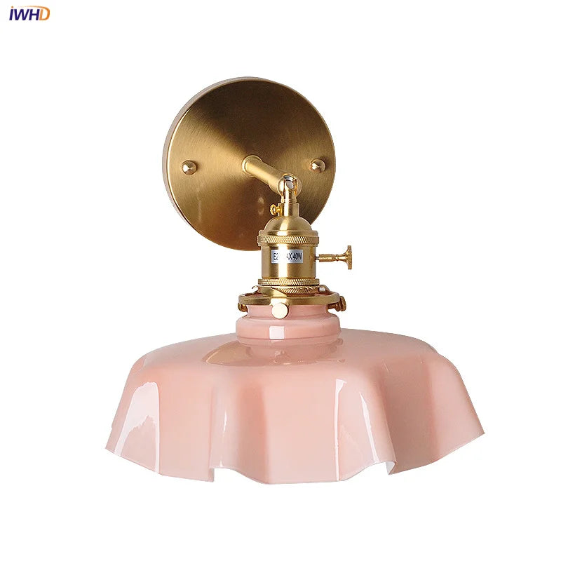 Afralia™ Nordic Glass Knob Switch LED Wall Sconce - Copper Stair Light Fixtures