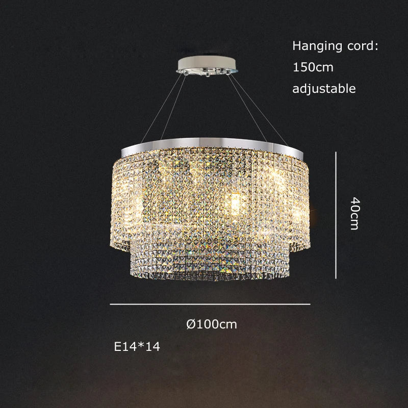 Afralia™ Crystal Tassel Golden Ceiling Chandelier for Dining Table