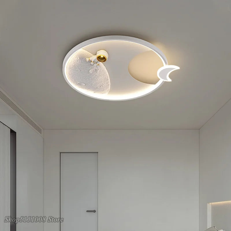 Afralia™ Astronaut Moon Acrylic Ceiling Lamp: Modern Lighting for Home, Office, and Cafe