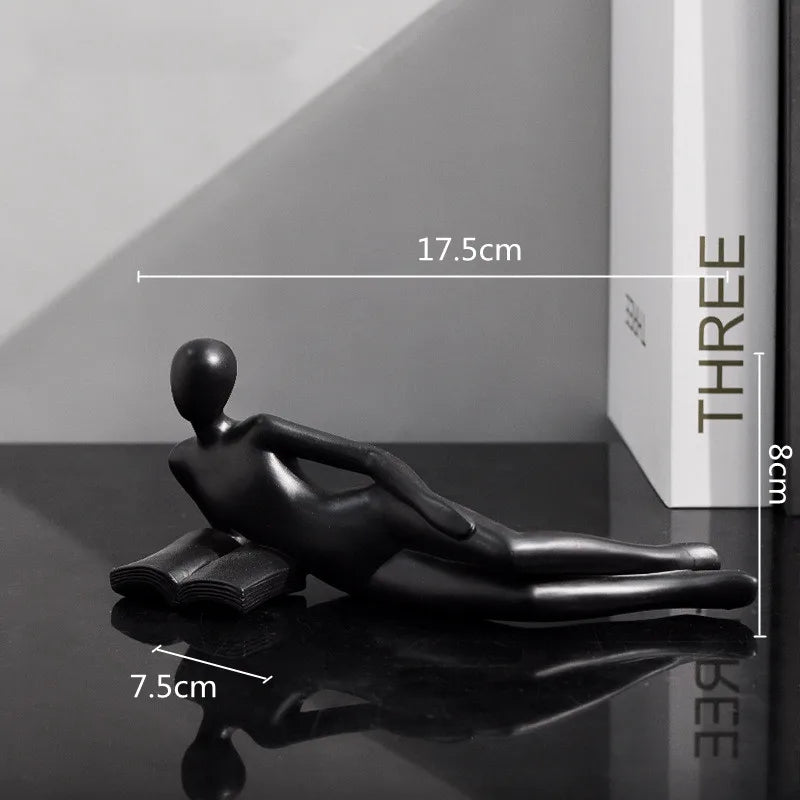 Afralia™ Golden Thinker Reader Man Resin Figure: Abstract Home Decor Figurine