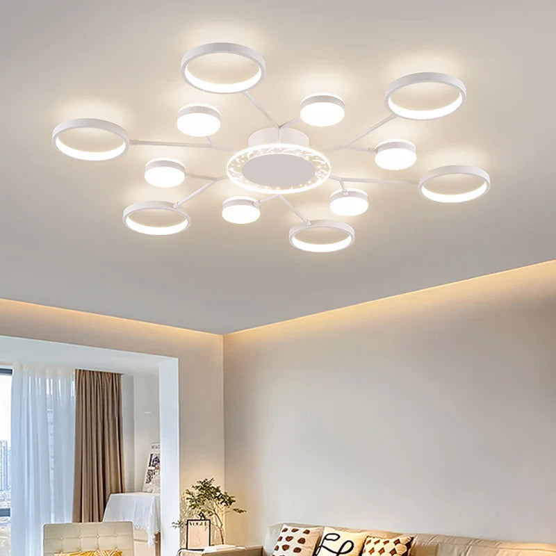 Afralia™ Star Sky LED Chandelier: Nordic White Acrylic, Creative Design for Living Room & Bedroom